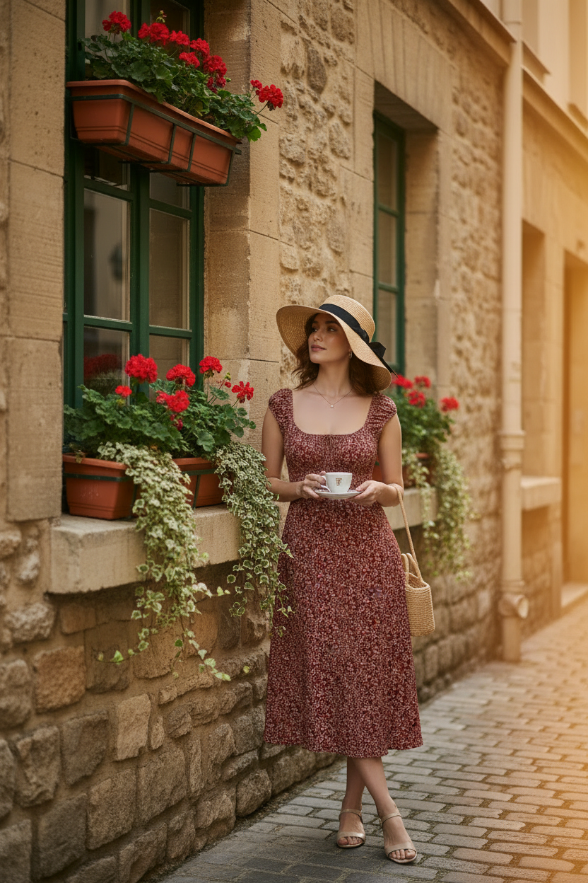 The Pippa Dress - Bordeaux Bloom