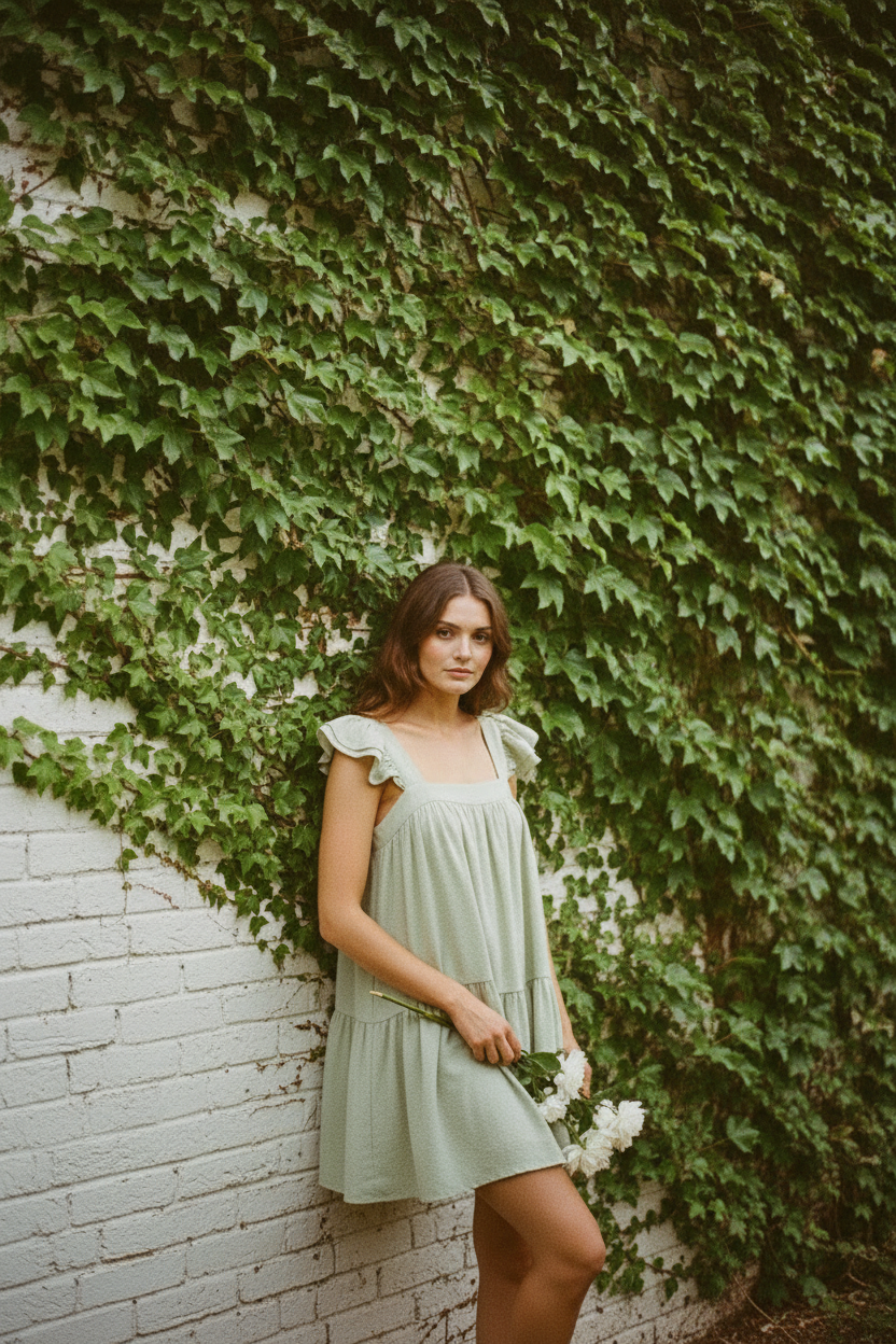 The Odette Dress - Fern Dobby