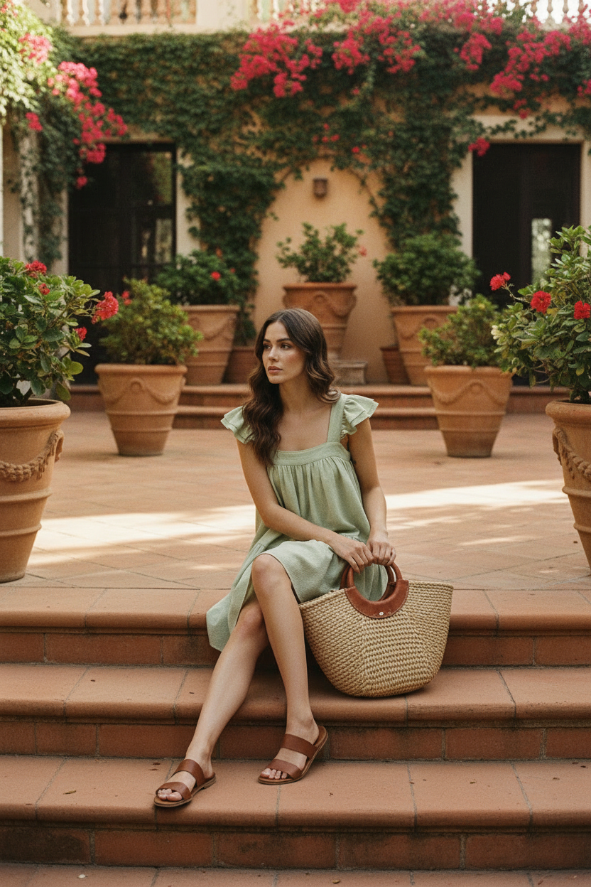 The Odette Dress - Fern Dobby